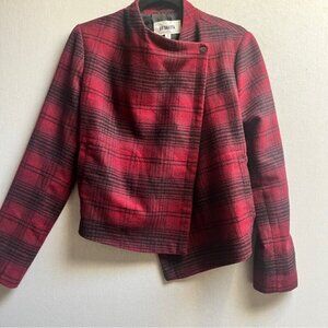 BB Dakota plaid wrap asymmetrical wool blend jacket Sz S